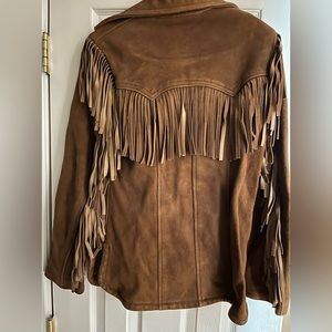 Suede leather fringed jacket